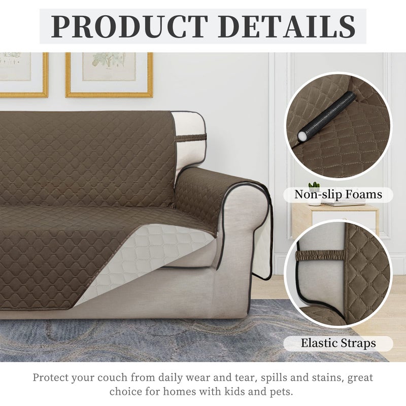 ISSUNTEX Double Protection 100% Waterproof Sofa Covers for Living Room  Couch Covers for 3 Cushion Couch Sofa  Reversible Furniture Protector Sofa Cover for Dogs  Pets  Kids (Sofa  Camel/Ivory) - Image 5